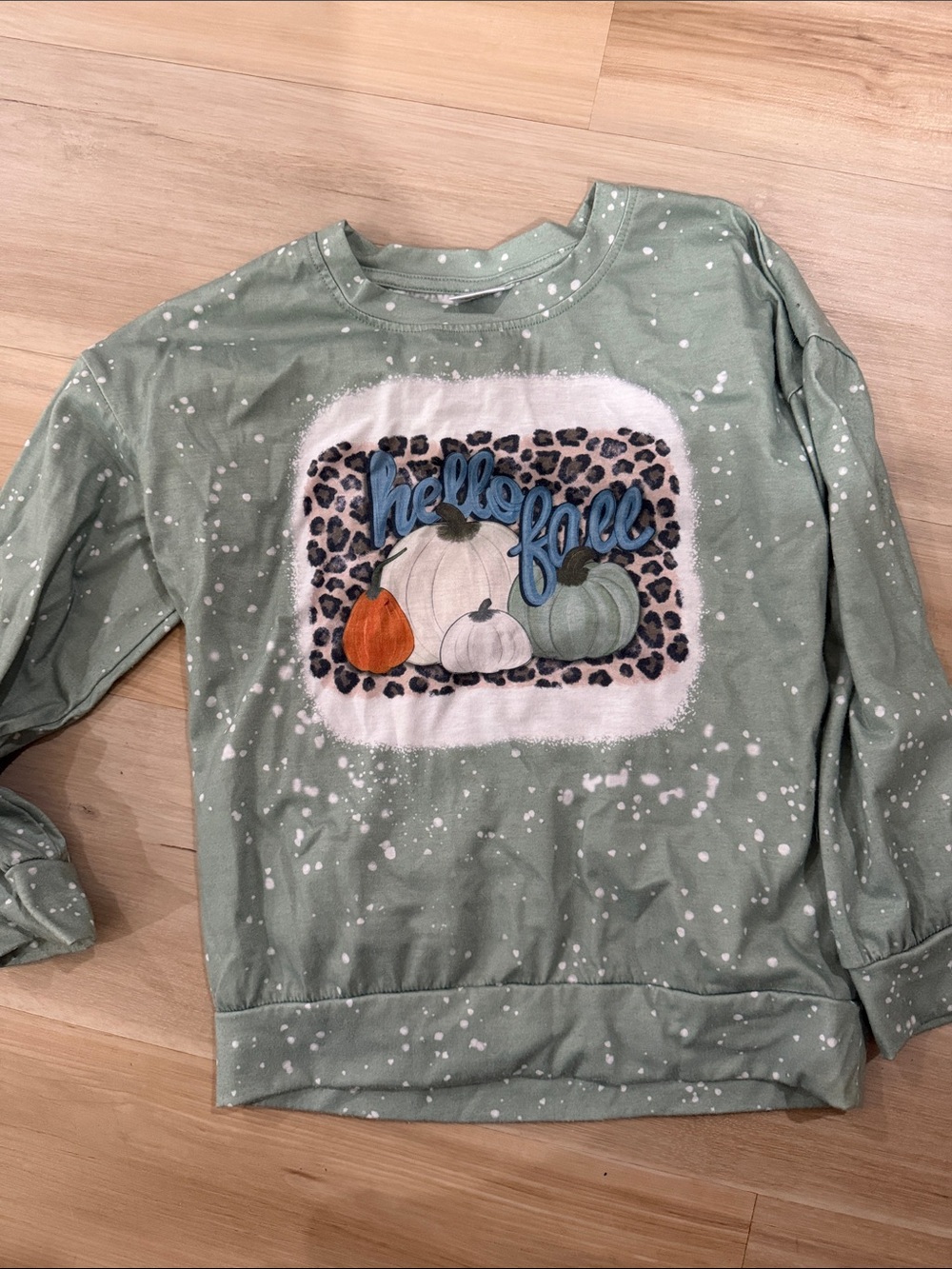 Kids "Hello Fall" Green Pullover Sweatshirt